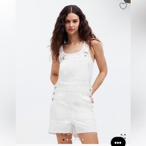 NWT Madewell Denim Oversized Carpenter Shortalls in Tile White: Raw Hem Edition